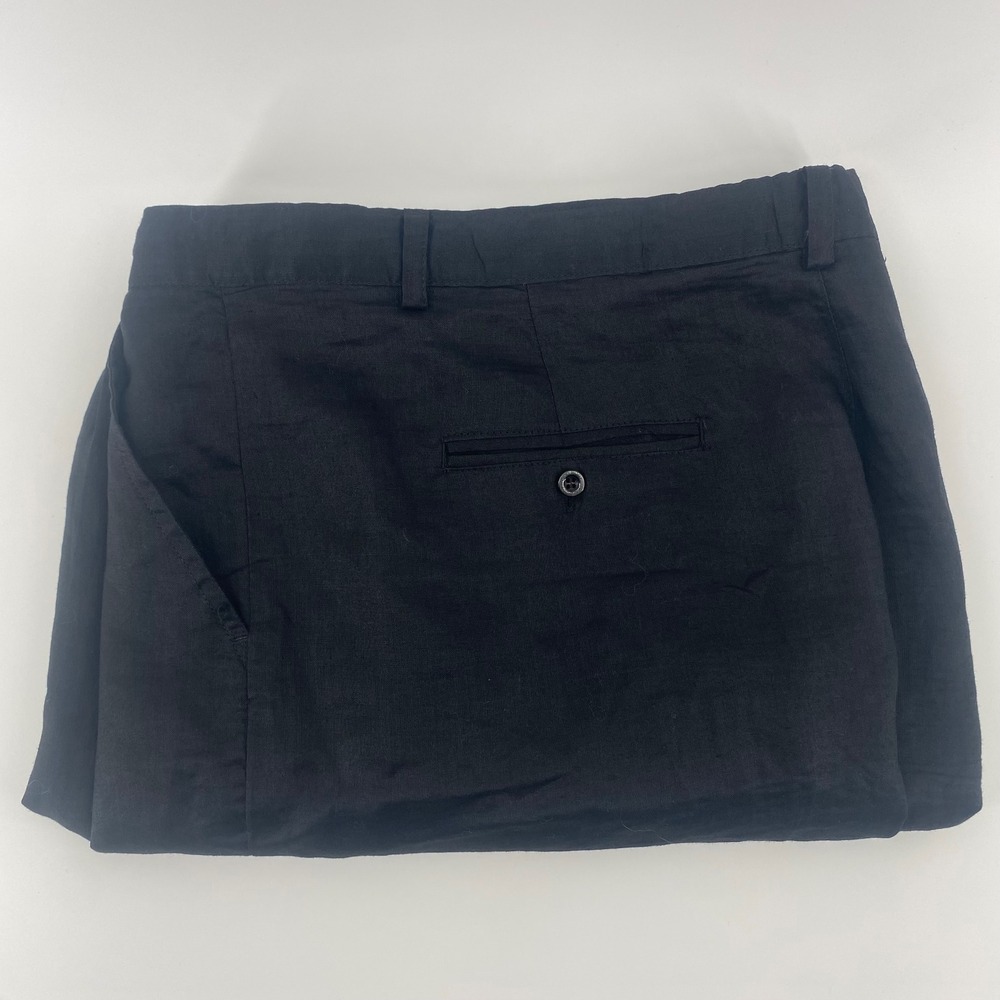 Godbody Collection Pants Mens 2XL Black 100% Linen Pleated Front Trousers Luxury